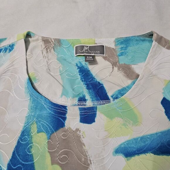 JM Collection Womens Blouse Multi-Color Size PM Polyester Blend Pullover Stretch - Picture 7 of 12